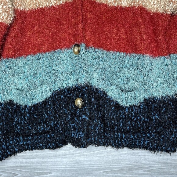 John Paul Richard EYELASH Striped Button Front Boxy Oversize Cardigan Women XXL - Picture 5 of 14